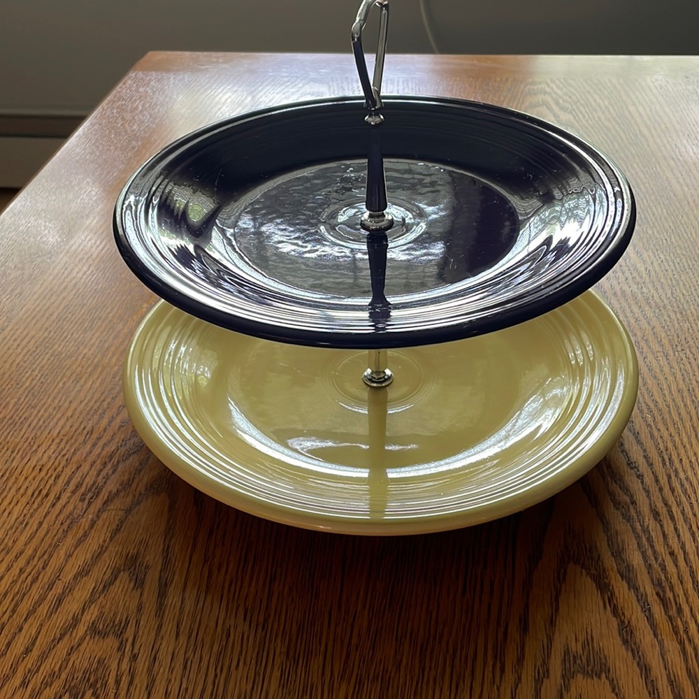 EUC Fiestaware 2 tier serving set